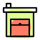 Industrial grade warehouse for material box storage icon