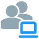 Multiple user online on a laptop computer icon