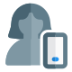 Single female user using web messenger on a smartphone icon