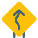 Overtaking lane with arrow on signboard layout icon