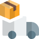 Box truck delivering items commercial shipping items icon