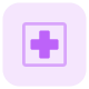 Family care hospital with plus logotype layout icon