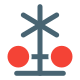 Rail road sign with light signaling operation icon