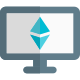 Ethereum mining and statics on a desktop computer icon