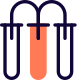 Test tube with series connected hose on top icon