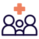 Family medicine system with plus logotype layout icon