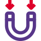 U shaped magnet with strong point poles icon