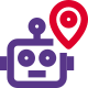 Location of a robot with pinpoint Isolated on a white background icon