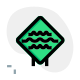 Big waves warning on a sign board layout icon