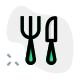 Restaurant in hotel room with layout of knife and fork icon