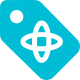 Atomic reaction Logotype on a label layout icon