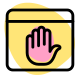 Landing page on web browser tool with a stop hand gesture icon