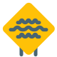 Big waves warning on a sign board layout icon