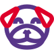 Happy smiling pug dog face with eyes closed emoji icon
