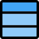 Horizontal lines with three layer cells in frame icon