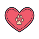 Heart with dog paw icon