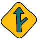 Right Y Intersection Road Sign icon