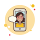 Mädchen mit Brille Messaging icon