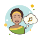 Short Curly Hair Girl Musical Notes icon