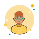 Homem de gengibre na camisa amarela icon