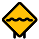 Rough road ahead with multiple bumps traffic board icon