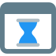 Landing page web browser template with hourglass timer logotype icon