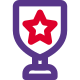 Defence department trophy with shield shape and star icon