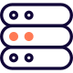 Complete server system set with three stack disk icon