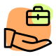 Business stakes shared among business partners - hand and briefcase icon