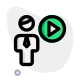 Businessman sharing the multimedia on a web messenger icon