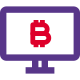 Bitcoin mining and statics on a desktop computer icon