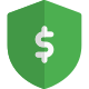 Money sheild with dollar symbol, secured money. icon