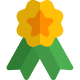 Flower star emblem with double ribbon layout icon