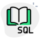 SQL programming and guide book isolates on white background icon