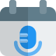 Audio schedule and vocal content on a calendar icon