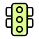 Traffic lights with all three lights isolated on a white background icon