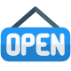 Mall opening hanging board isolated on a white background icon