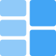 Right double row grid lines parting into sections icon