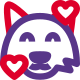 Hearts revolving around wild fox face emoticon icon