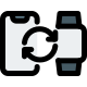 Smartphone syncing with watch loop arrows logotype icon