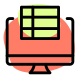 Spreadsheet data collection on a desktop computer icon