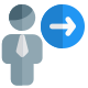 Businessman with a right direction arrow indication icon