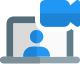 Video call on protable laptop over a web messenger icon