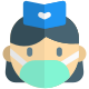 Mask on for the air hostess during the pandemic time icon