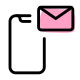 Email and message notification on smartphone with envelope icon