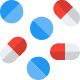 Collection of different size of medicines and capsule icon