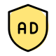 Online privacy protection ads with shield badge icon