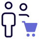 Going supermarket with all family members trolley layout icon