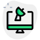 Satellite television on a desktop computer isolated on a white background icon