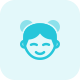 Chinese woman face avatar with happy emotions icon
